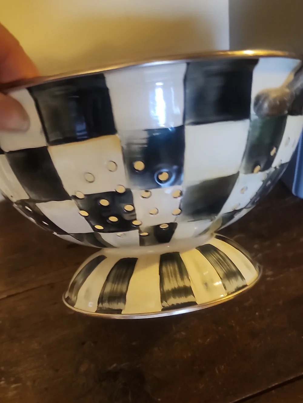 MacKenzie-Childs Courtly Check Large Colander 2.75 Quarts